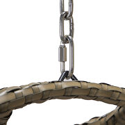 Light gray cushion wicker hanging egg swing chair additional photo 5 of 7