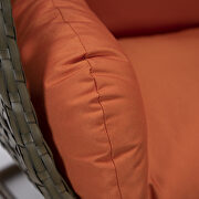 Orange cushion wicker hanging egg swing chair by Leisure Mod additional picture 3
