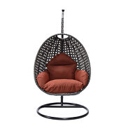 Cherry cushion and charcoal wicker hanging egg swing chair by Leisure Mod additional picture 3