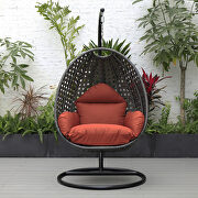 Cherry cushion and charcoal wicker hanging egg swing chair by Leisure Mod additional picture 4