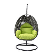 Light green cushion and charcoal wicker hanging egg swing chair by Leisure Mod additional picture 3