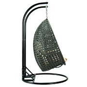 Beige wicker hanging double seater egg swing chair by Leisure Mod additional picture 5