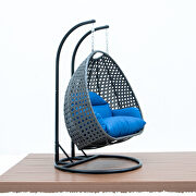 Blue wicker hanging double seater egg swing chair by Leisure Mod additional picture 4