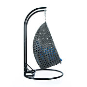 Blue wicker hanging double seater egg swing chair by Leisure Mod additional picture 6