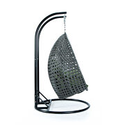 Dark green wicker hanging double seater egg swing chair by Leisure Mod additional picture 5
