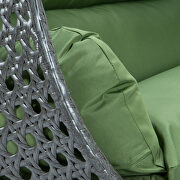 Dark green wicker hanging double seater egg swing chair by Leisure Mod additional picture 6