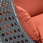 Dark orange wicker hanging double seater egg swing chair by Leisure Mod additional picture 6
