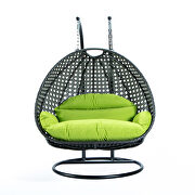 Light green wicker hanging double seater egg swing chair by Leisure Mod additional picture 2