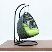 Light green wicker hanging double seater egg swing chair by Leisure Mod additional picture 4
