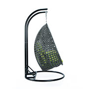 Light green wicker hanging double seater egg swing chair by Leisure Mod additional picture 5