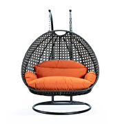 Orange wicker hanging double seater egg swing chair by Leisure Mod additional picture 2