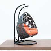 Orange wicker hanging double seater egg swing chair by Leisure Mod additional picture 4