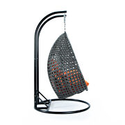 Orange wicker hanging double seater egg swing chair by Leisure Mod additional picture 5