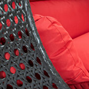 Red wicker hanging double seater egg swing chair by Leisure Mod additional picture 6