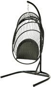 Dark green finish wicker folding hanging egg swing chair by Leisure Mod additional picture 4