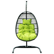 Light green finish wicker folding hanging egg swing chair by Leisure Mod additional picture 2