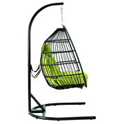 Light green finish wicker folding hanging egg swing chair by Leisure Mod additional picture 5