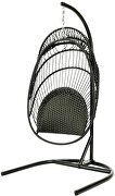 Light gray finish wicker folding hanging egg swing chair additional photo 4 of 8