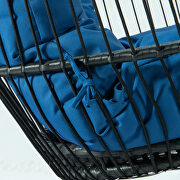Blue finish wicker 2 person double folding hanging egg swing chair additional photo 5 of 8