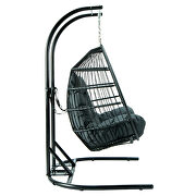 Charcoal finish wicker 2 person double folding hanging egg swing chair by Leisure Mod additional picture 4