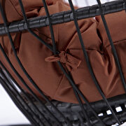 Cherry finish wicker 2 person double folding hanging egg swing chair additional photo 5 of 8