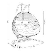 Cherry finish wicker 2 person double folding hanging egg swing chair by Leisure Mod additional picture 9