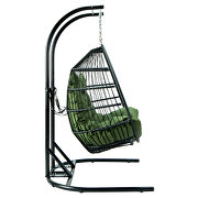 Dark green finish wicker 2 person double folding hanging egg swing chair by Leisure Mod additional picture 4