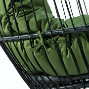 Dark green finish wicker 2 person double folding hanging egg swing chair by Leisure Mod additional picture 5