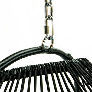 Navy blue finish wicker 2 person double folding hanging egg swing chair by Leisure Mod additional picture 8