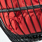 Red finish wicker 2 person double folding hanging egg swing chair by Leisure Mod additional picture 5