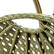 Beige finish wicker hanging double egg swing chair by Leisure Mod additional picture 8