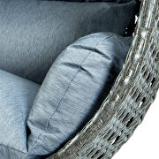 Charcoal blue finish wicker hanging double egg swing chair by Leisure Mod additional picture 4