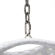 Light gray cushion and white wicker hanging egg swing chair additional photo 5 of 7