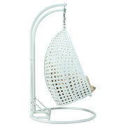 Beige wicker hanging double seater egg swing modern chair by Leisure Mod additional picture 5