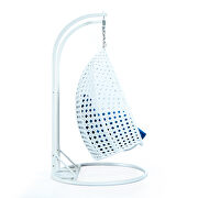 Blue wicker hanging double seater egg swing modern chair by Leisure Mod additional picture 5