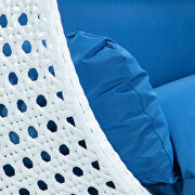 Blue wicker hanging double seater egg swing modern chair by Leisure Mod additional picture 6