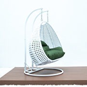 Dark green wicker hanging double seater egg swing modern chair by Leisure Mod additional picture 4