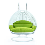 Light green wicker hanging double seater egg swing modern chair additional photo 2 of 7