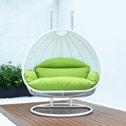Light green wicker hanging double seater egg swing modern chair additional photo 3 of 7