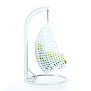 Light green wicker hanging double seater egg swing modern chair by Leisure Mod additional picture 5