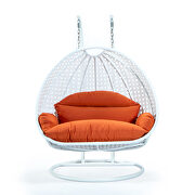 Orange wicker hanging double seater egg swing modern chair by Leisure Mod additional picture 2