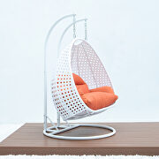 Orange wicker hanging double seater egg swing modern chair by Leisure Mod additional picture 4
