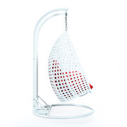 Red wicker hanging double seater egg swing modern chair by Leisure Mod additional picture 5