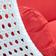 Red wicker hanging double seater egg swing modern chair by Leisure Mod additional picture 6