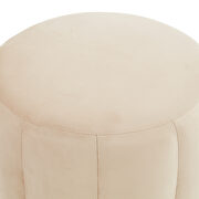 Beige velvet upholstery modern round ottoman by Leisure Mod additional picture 3