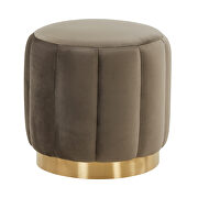 Dark gray velvet upholstery modern round ottoman by Leisure Mod additional picture 2