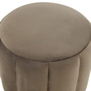 Dark gray velvet upholstery modern round ottoman by Leisure Mod additional picture 3
