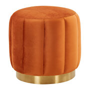 Orange marmalade velvet upholstery modern round ottoman by Leisure Mod additional picture 2