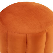 Orange marmalade velvet upholstery modern round ottoman by Leisure Mod additional picture 3