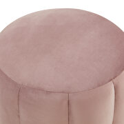 Pink velvet upholstery modern round ottoman by Leisure Mod additional picture 3
